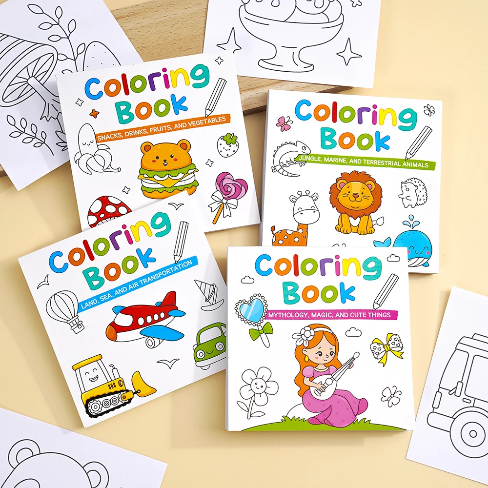 50 Sheets Mini Coloring Book Cartoon Convenient Mini Graffiti Book Coloring Book