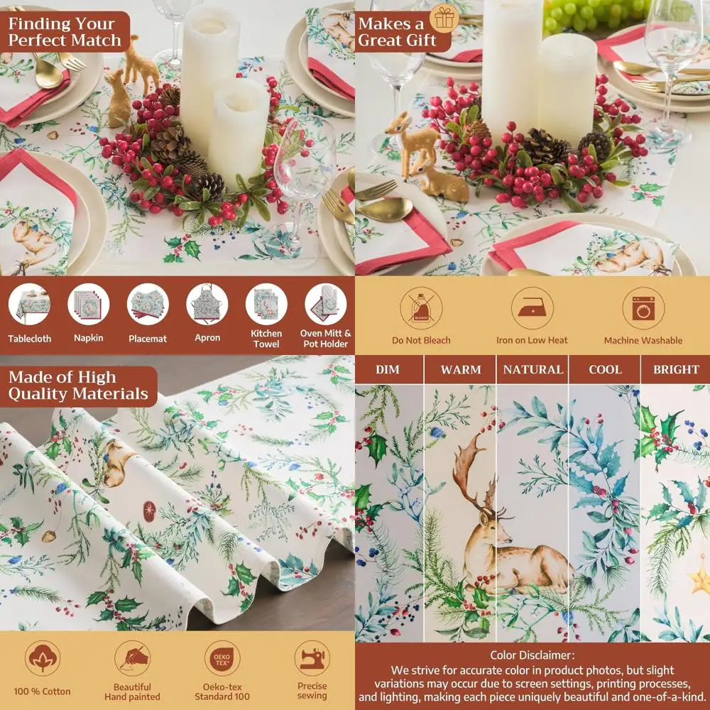 

Cotton Double Layer 72 Table Runner for Thanksgiving & Christmas Home Decor