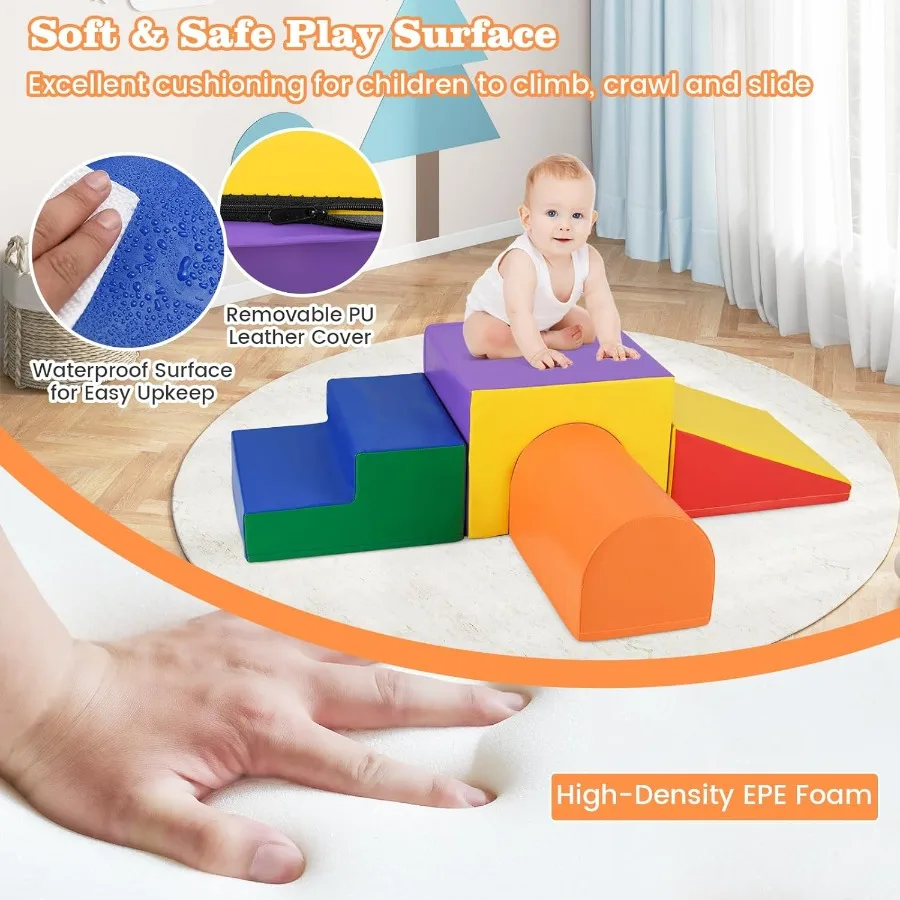 Climbing Toys for Toddlers 4 PCS Single-Tunnel Foam Climber for Climbing Crawling and Sliding Lightweight Soft Play Blocks