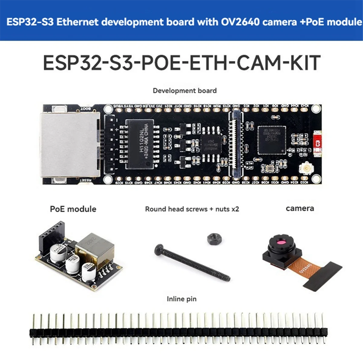 Hot sale ESP32-S3 Ethernet Development Board with Camera Module and POE Module POE Dual-Core Plate Load Type-C Interface