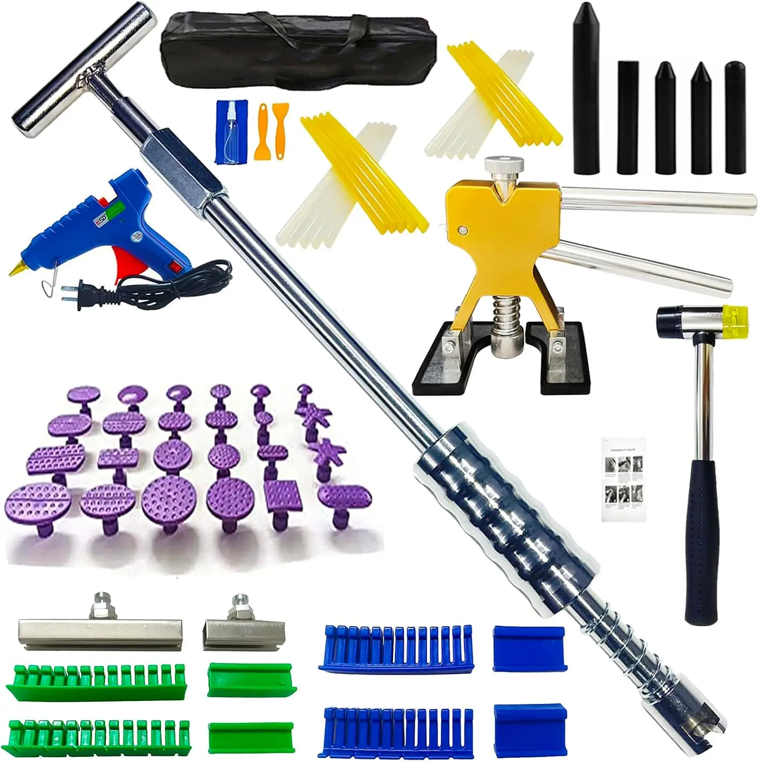 

Набор инструментов для ремонта вмятин на кузове автомобиля, золотой съемник скользящего молотка для вмятин на града, набор инструментов для ремонта длинных вмятин