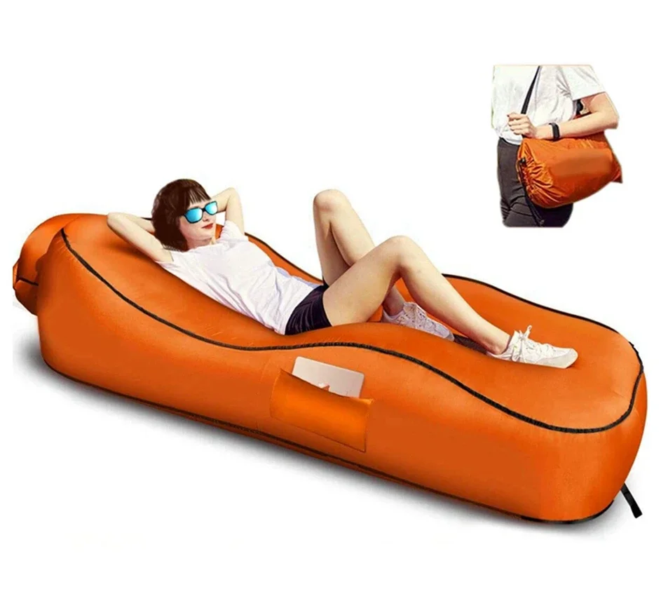 Portable Direct Outdoor Beach Lazy Inflatable Couch Air Lounger Sofa Bed Fast Inflatable Folding Camping Sleeping Bag