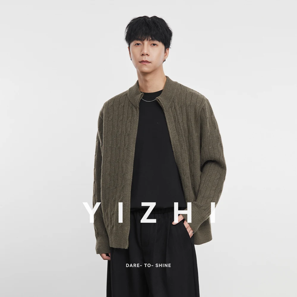 

Fashion Men's Casual Full Zip Stand - Collar Cardigan 2025 Winter New Knit Jacket Comfortable Soft Long Sleeve Outerwear Top
