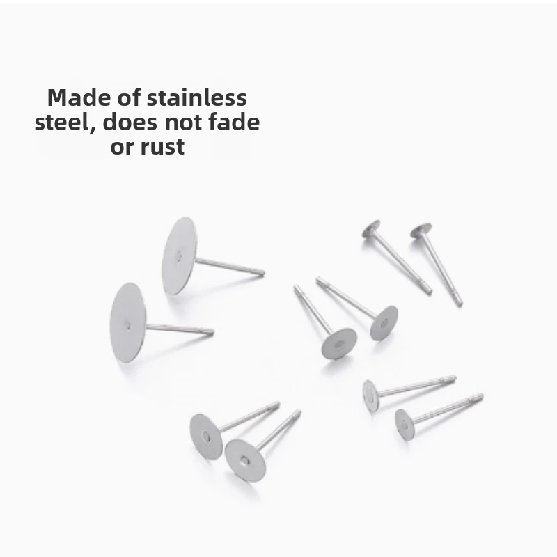 

20-50pcs Stainless Steel Blank Post Flat Earring Stud Base Pins Earrings Earplug for DIY Jewelry Making Earrings Accessories