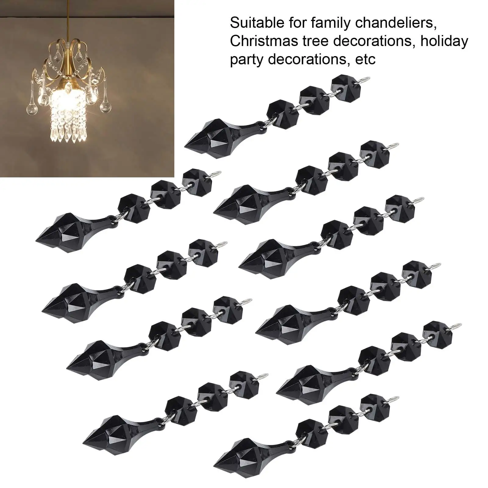 10Pcs Irregular Crystal Pendant Beads - Tapered Acrylic DIY Lamp Decor, Unique Ornaments in