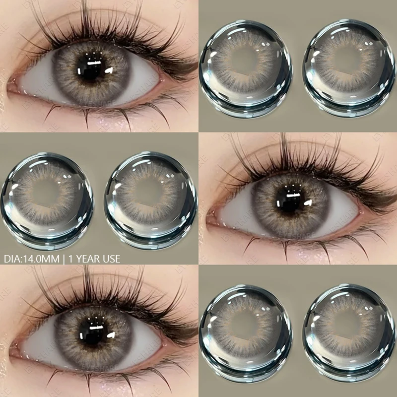 EYESHARE Farbige Kontaktlinsen mit Sehstärke, Myopie, blaue Linsen mit Grad, graue Pupillenlinse, braune Linsen, modisch, jährlich