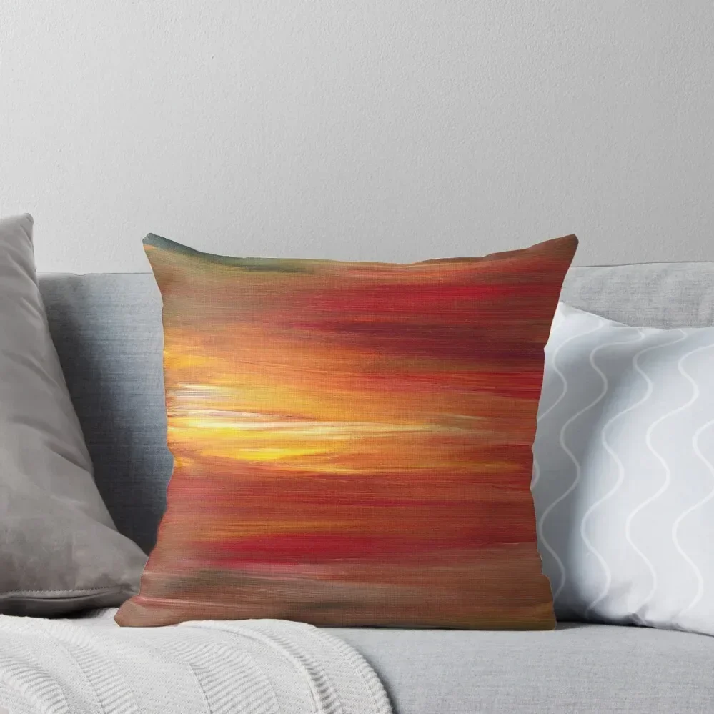 COLOR INTOXICATION 1 Colorcul Bold Deep Garnet Crimson Red Yellow Black Sunrise Sunset Ombre Abstract Acrylic Paint Throw Pillow