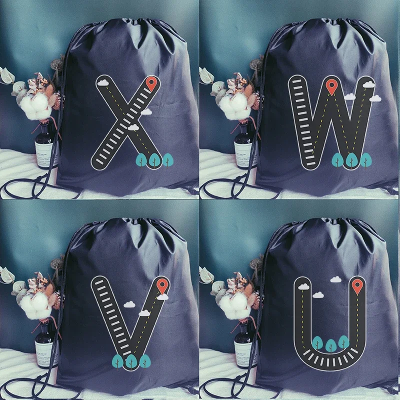 Personalized Drawstring pouch Road Sign Letters Print Girl Multi-function Portable Bags Man and Women Backpack Women's Yoga Bag