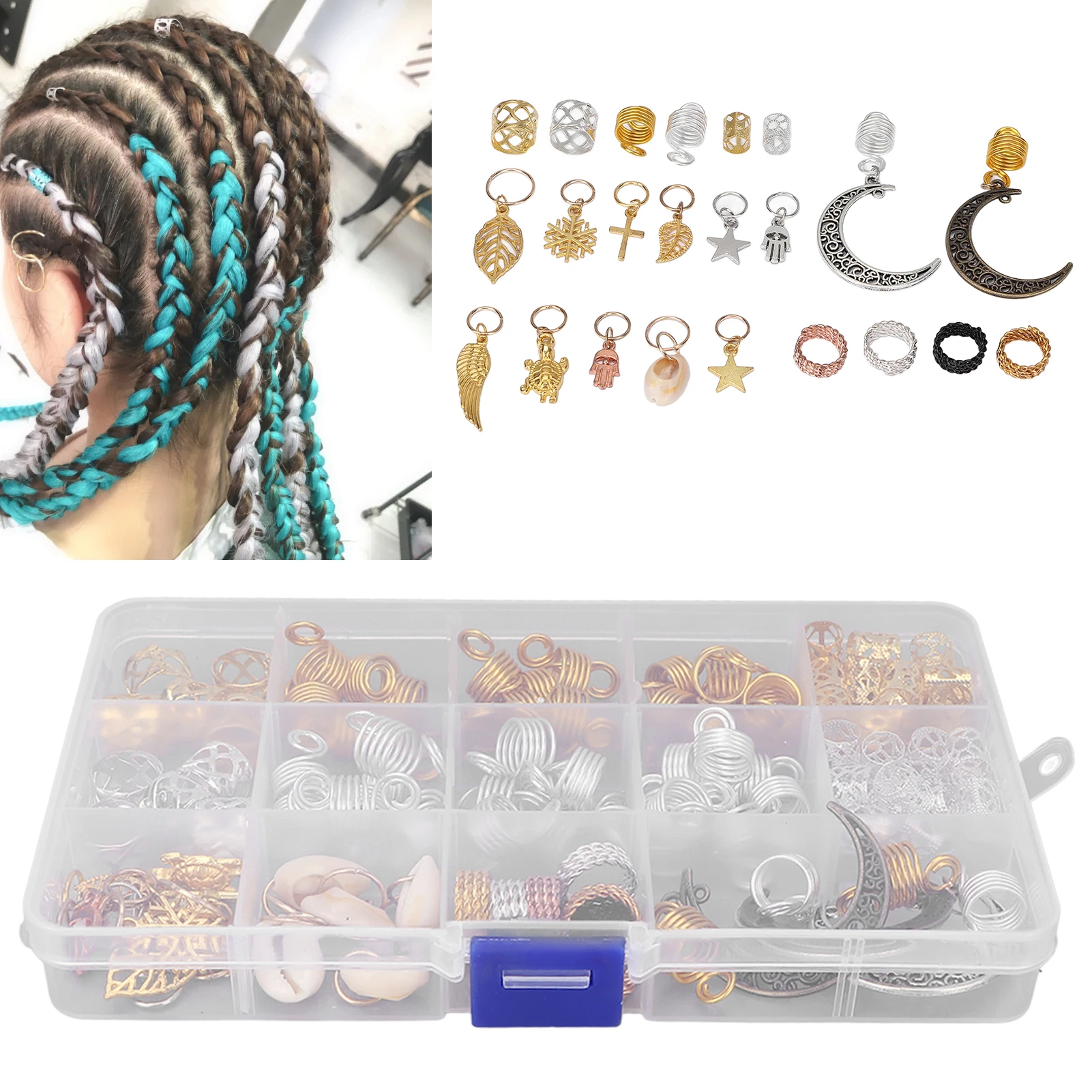 Fashionable Hair Dreadlocks Beads Exquisite Shape Hair Jewelry for Parties Weddings 117pcs Braid Accessories Hair Braid Rings