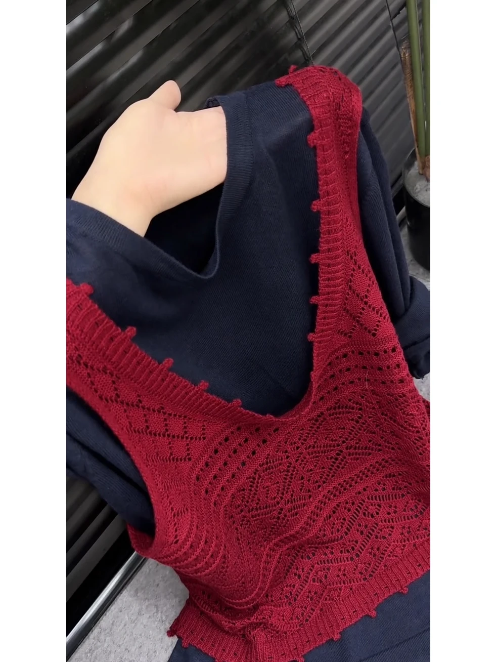 Women's Knitted Hollow out Long Sleeve Top Casual Style Loose Fit Design Sense Layering Summer Autumn Fashion plus Size