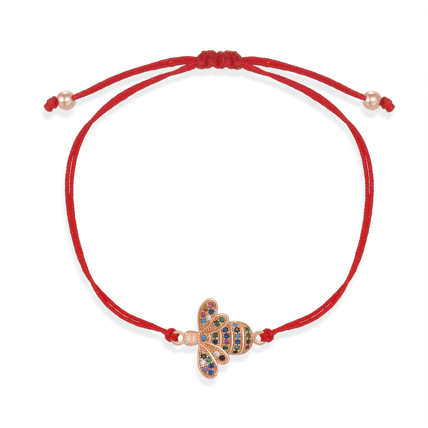 AAA Cubic Zirconia Stones Gold-plated Brass Bee Charm Adjustable Bracelet Women Kids 2022 New Fashion Lovely Animal Jewelry Gift