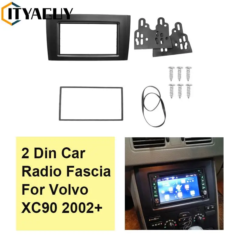 볼보 XC90 2002 + DVD 스테레오 프레임 패널 대시 설치 CD 프레임 장착 트림 키트 베젤, 2 딘 자동차 라디오 페시아