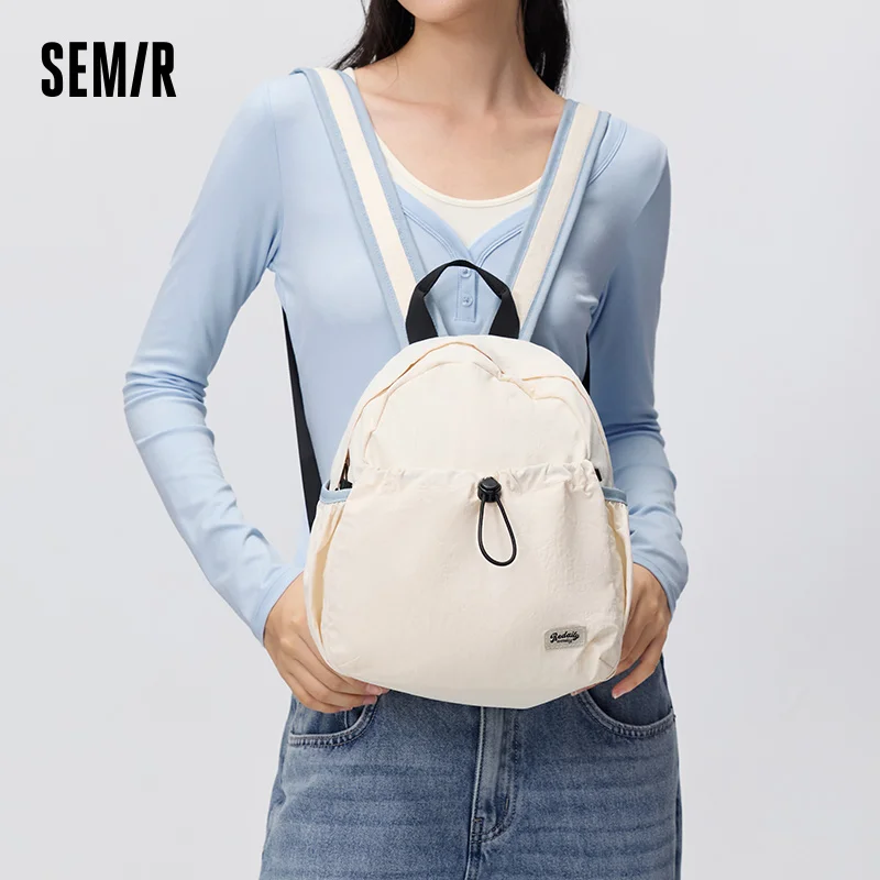 Semir Women Backpack Contrast Strap Lightweight Commuter Casual Style Daily Travel Student Carry Bag Daily Wear 2026