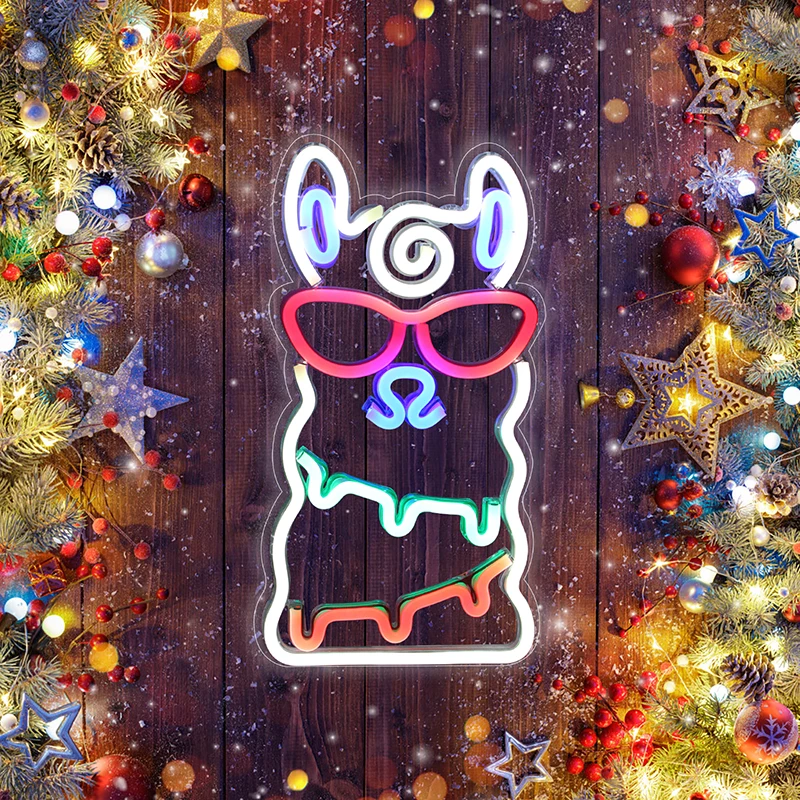 

2023 Led Alpaca Neon Light Colorful Neon Sign Lamps Home Decor USB Powered Wall Art Decorative Night Light Party Gift Lights