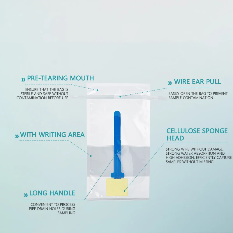 Sterile sponge sampling bag Water sample collection homogeneous bag 20 pieces of sample bag with wire sealed on it