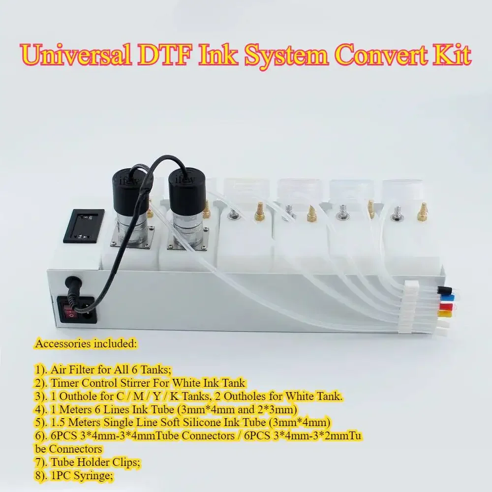 6 ألوان طابعة عالمية تعديل DTF الطباعة تحويل نظام الحبر لإبسون L18050 L8050 ET-8550 XP15000 L1800 L805 L8180 L800