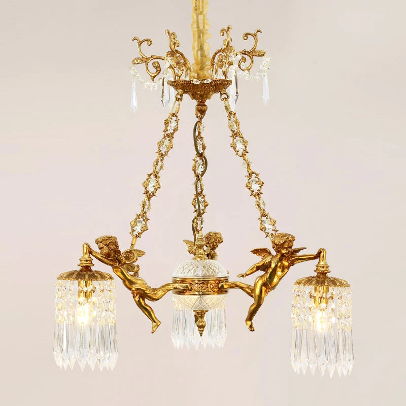 كيوبيد النحاس إضاءة ديكورية فاخرة Led مصباح معلق الأوروبي قلادة ضوء مصباح النمط الفرنسي الثريا تركيبات