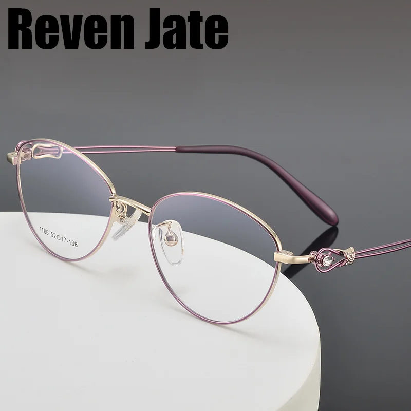 

Reven Jate 1186 Spectacle Frame Women Eyeglasses Prescription Myopia Optical For Female Eyewear Clear Lens Alloy Glasses Frame