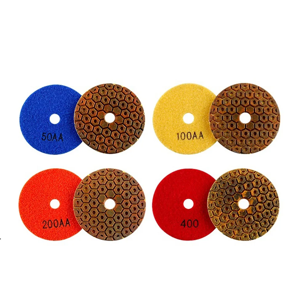 1 Bộ 4 Inch Ướt Kim Cương Miếng Đánh Bóng 100Mm Kim Cương Đồng Kim Loại Liên Kết Đánh Bóng Cho Đá Hoa Cương Đá Bê Tông công Cụ Điện Một Phần