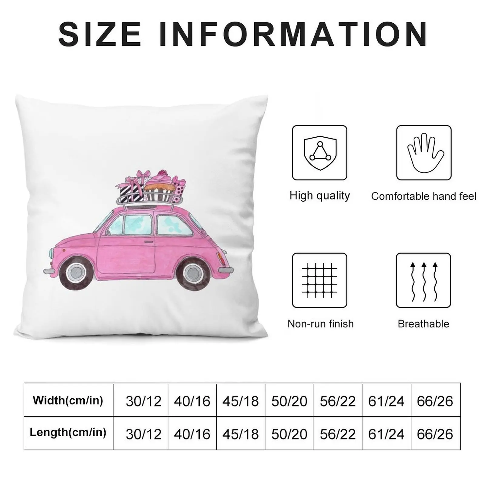 Pink Retro Fiat 500 with Gifts Throw Pillow Throw Pillow Covers Covers For Sofas Cushion Child christmas decorations 2025 pillow