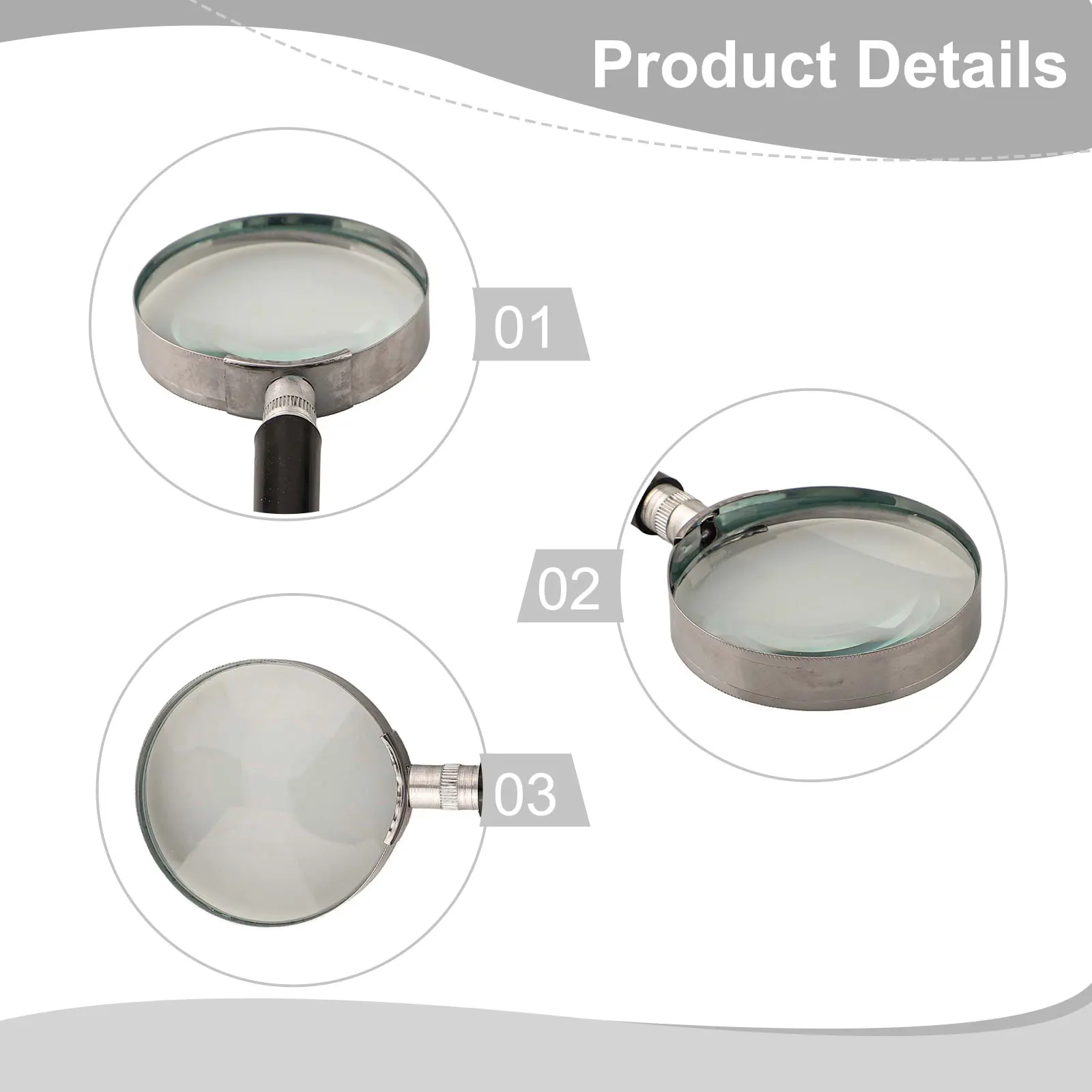 Reading Magnifier Magnifying Glass Home Construction High-quality Metal 60mm Lens Diameter Lightweight Reading