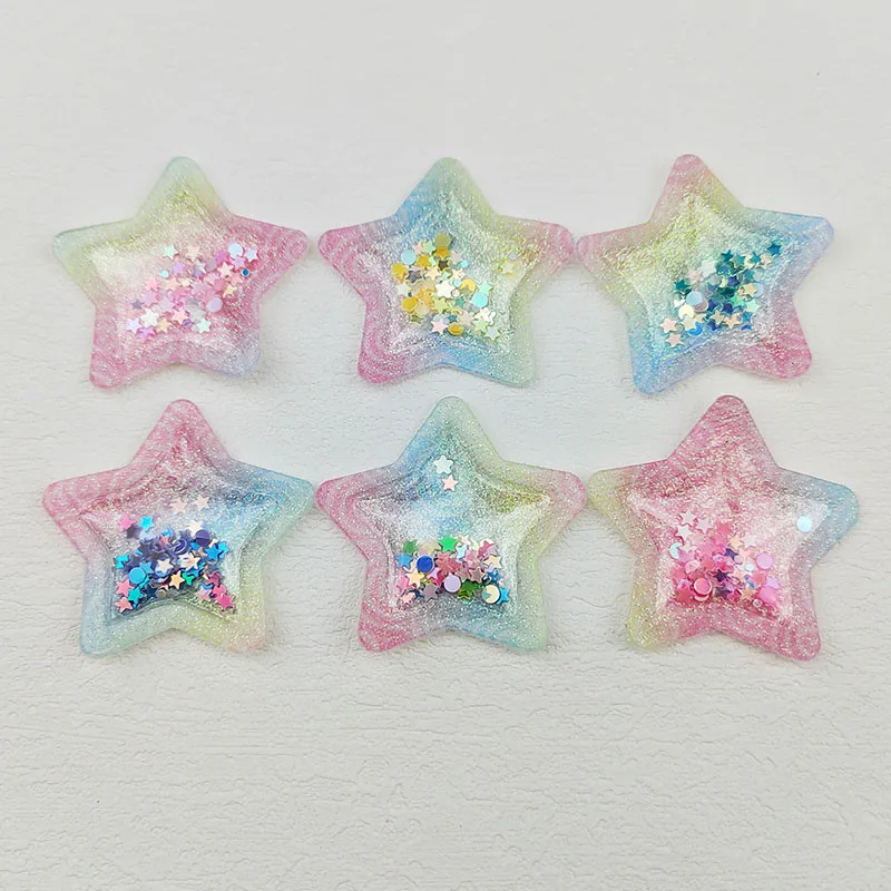 30 pz 4CM colorato trasparente PVC Star Filling shaker Applique per fai da te copricapo tornante fiocco Decor accessori