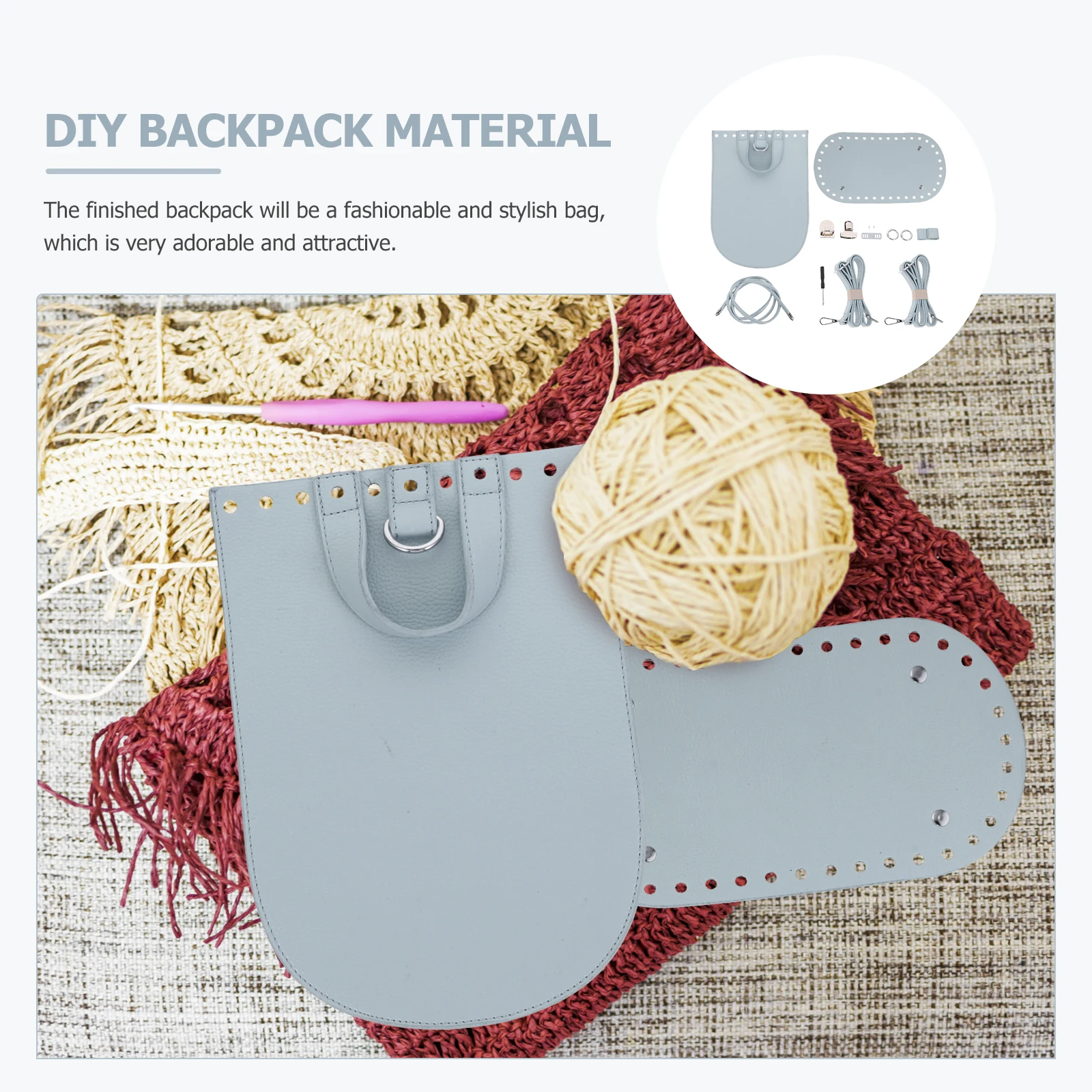 1Set DIY PU Backpack Making Material Kit Rattan Weaving Handmade Supplies for Craft Lessons Manual Training Parent-Child