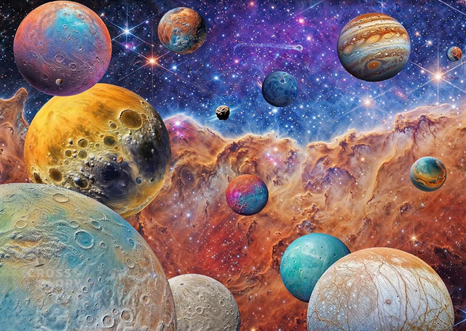 500/1000/1200/2000PCS Jigsaw Puzzle Solar System Cosmic Planets Stars DIY Set Wall Art Decor Housewarming Frameless