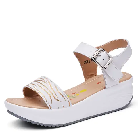 EOFK Women's Ladies Female Genuine Leather Shoes Platform Sandals High Heels Summer Cool Beach Flip Flop 35-40 CDBY-5531