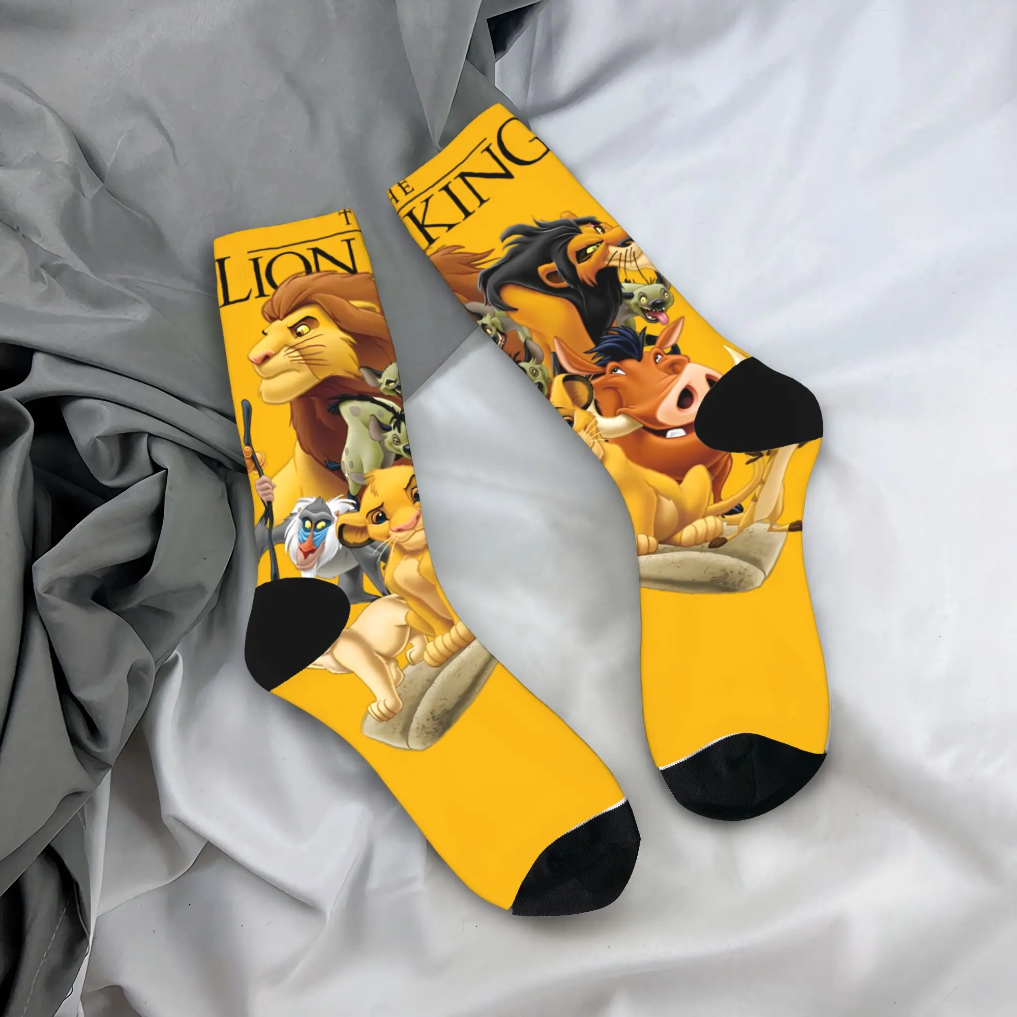

Чулки с персонажами The Lion King Pride Land, мужские носки, средние мягкие носки Kawaii, осенние спортивные нескользящие носки для бега на заказ