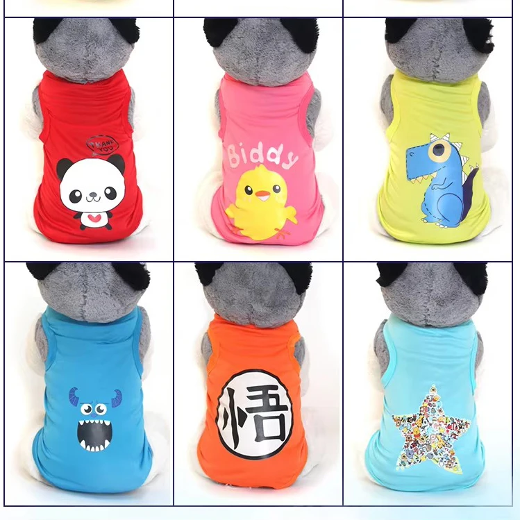 Cartoon pet vest teddy bear little dog clothes spring and summer outfits small dogs cats pet clothes