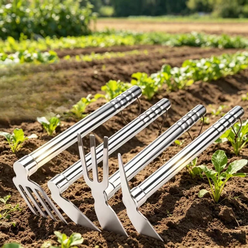 1PC Stainless Steel Two-in-one Garden Hoe Portable Hand Tool for Home Gardening Weeding Digging and Planting Work