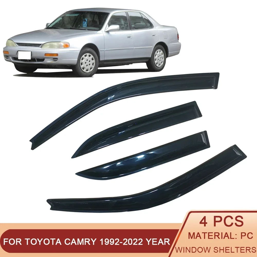 

For Toyota Camry 1992-2023 Auto Side Window Wind Deflectors Visors Black Rain Guard Door Visor Vent Shades Dark Smoke Ventvisor