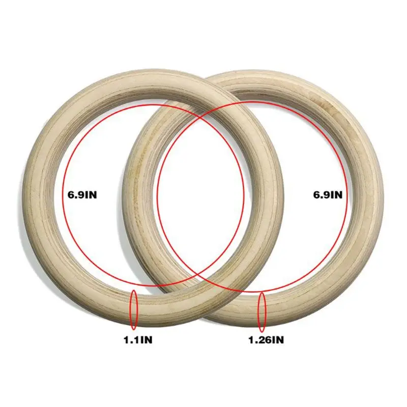 Gym Rings, Wooden Heavy Duty Gym Training Ring Equipment for Cross-Training Workout, Body Strength Training,Pull Ups