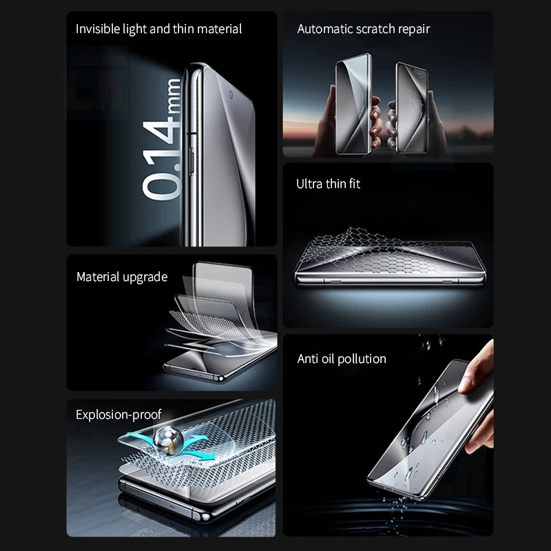 2-4Pcs Curved Hydrogel Film For Oppo Find X7 Ultra X6 X5 X3 X2 Neo Lite Screen Protectors Oppo A3 A2 A1 F27 Pro Plus Not Glass