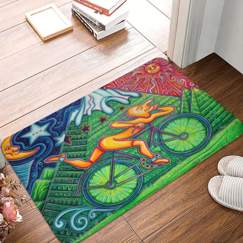 Albert Hoffman LSD Bicycle Day Doormat Anti-Slip Entrance Kitchen Bath Door Floor Mat Acid Blotter Party Bedroom Rug Carpet