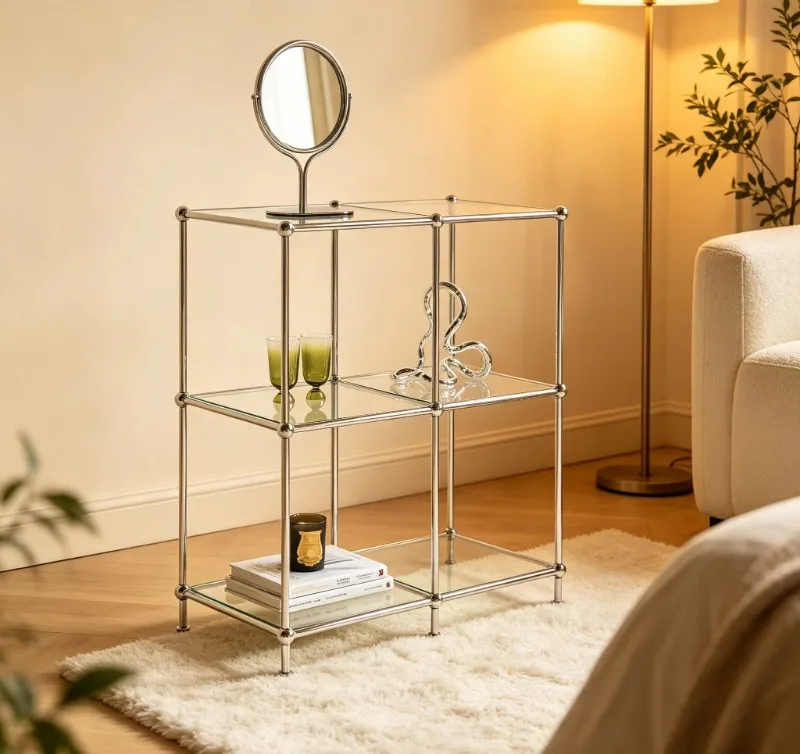 Storage cabinet stainless steel double-layer tableware display rack