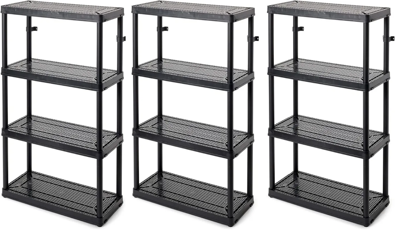 Gracious Living 4 Shelf Fixed Height Medium Duty Storage Unit 14 x 32 x 54.5 Organizer System for Home,Garage,Basement & Laundry