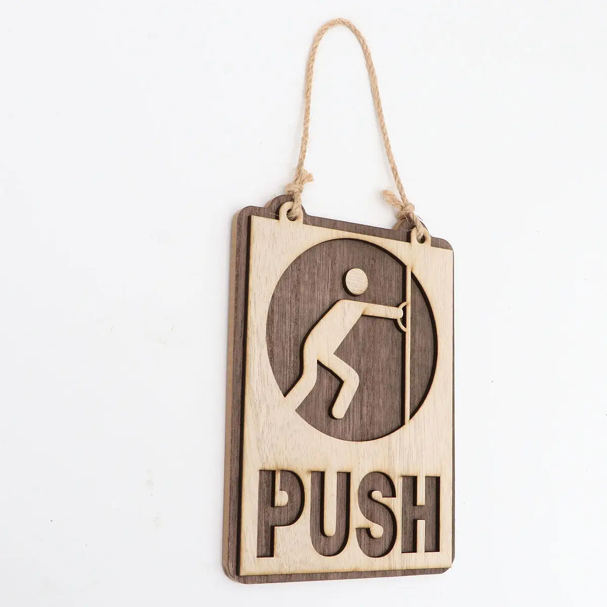 1Pcs Wooden Push-and-Pull Door Sign Eco-Friendly Natural Wood Hanging Indicator for Cafe Restaurant Tea Hotel Home Square