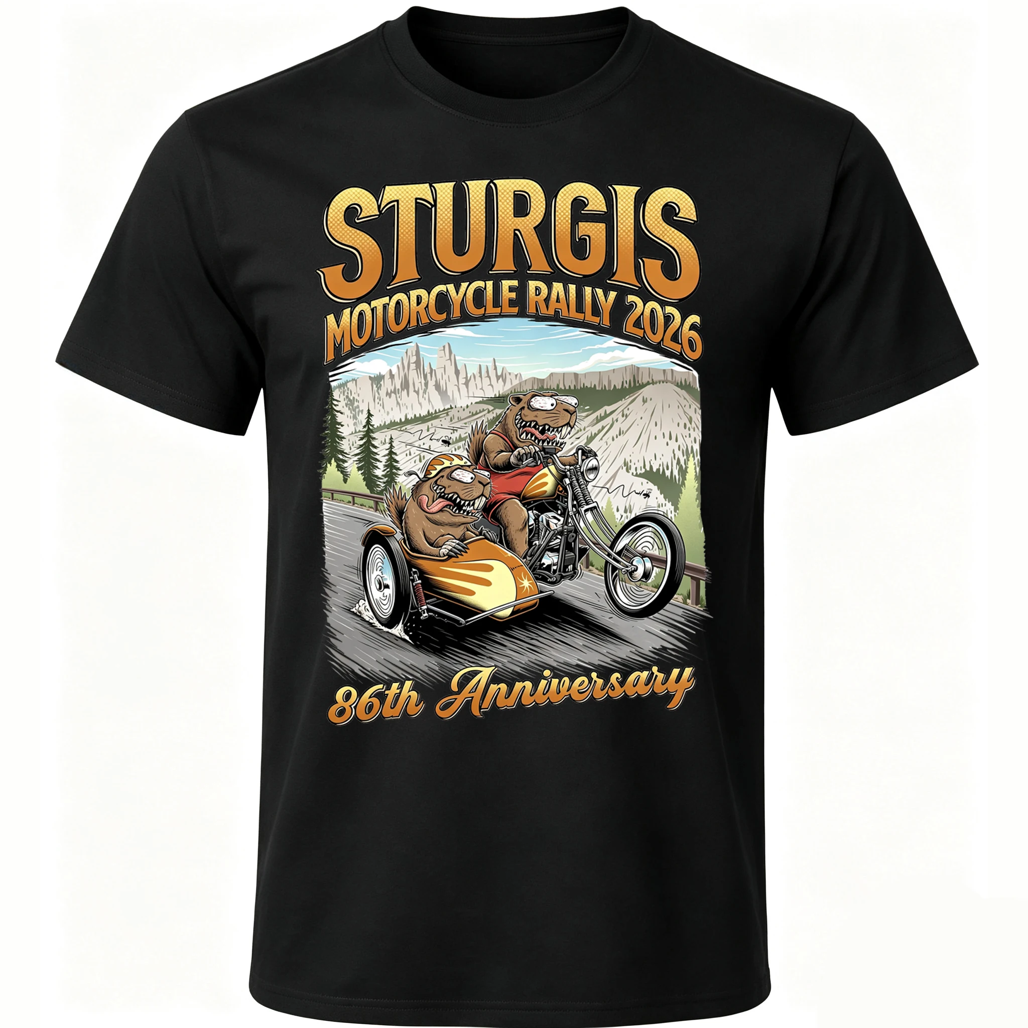 2026 Sturgis 86th Anniversary Motorcycle Rally T-shirt Men Vintage Sidecar Biker Graphic Short Sleeve Tee Summer Streetwear