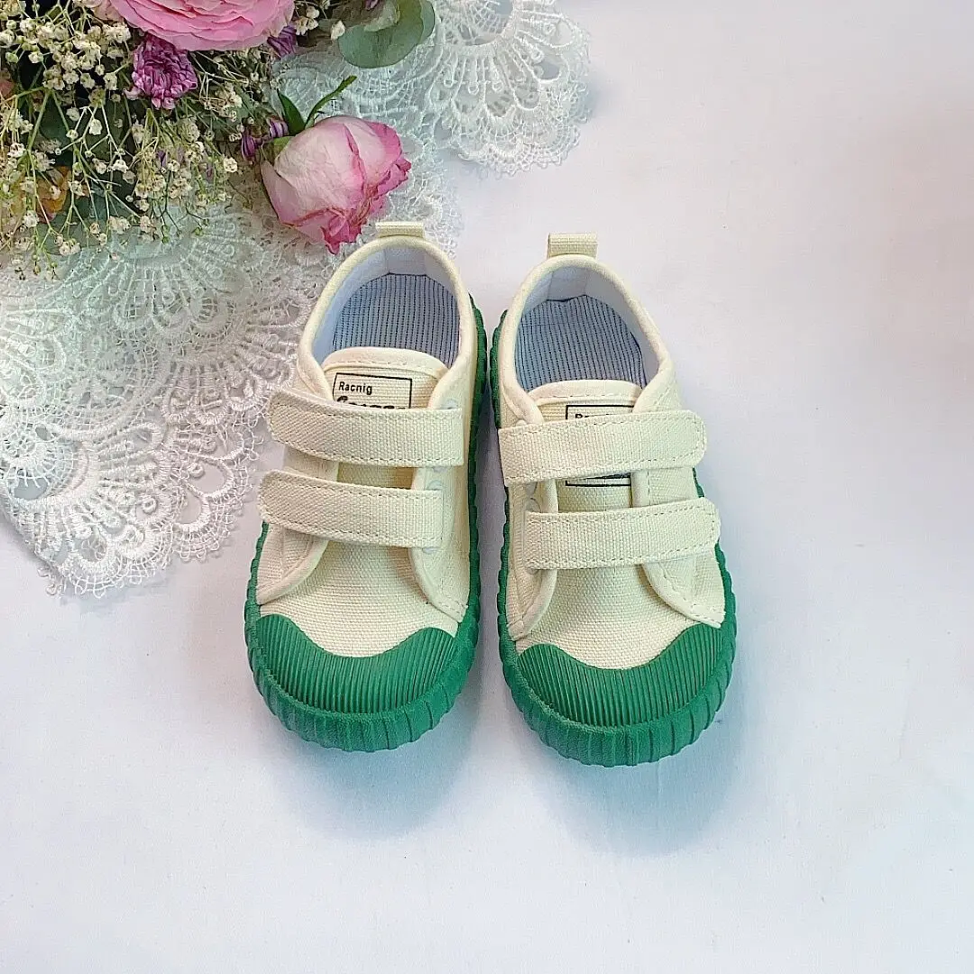 Children Canvas Shoes Korean Version Smiling Face Casual Sneakers School Kids Solid Soft Sole Comfort Baby Toddler Shoes