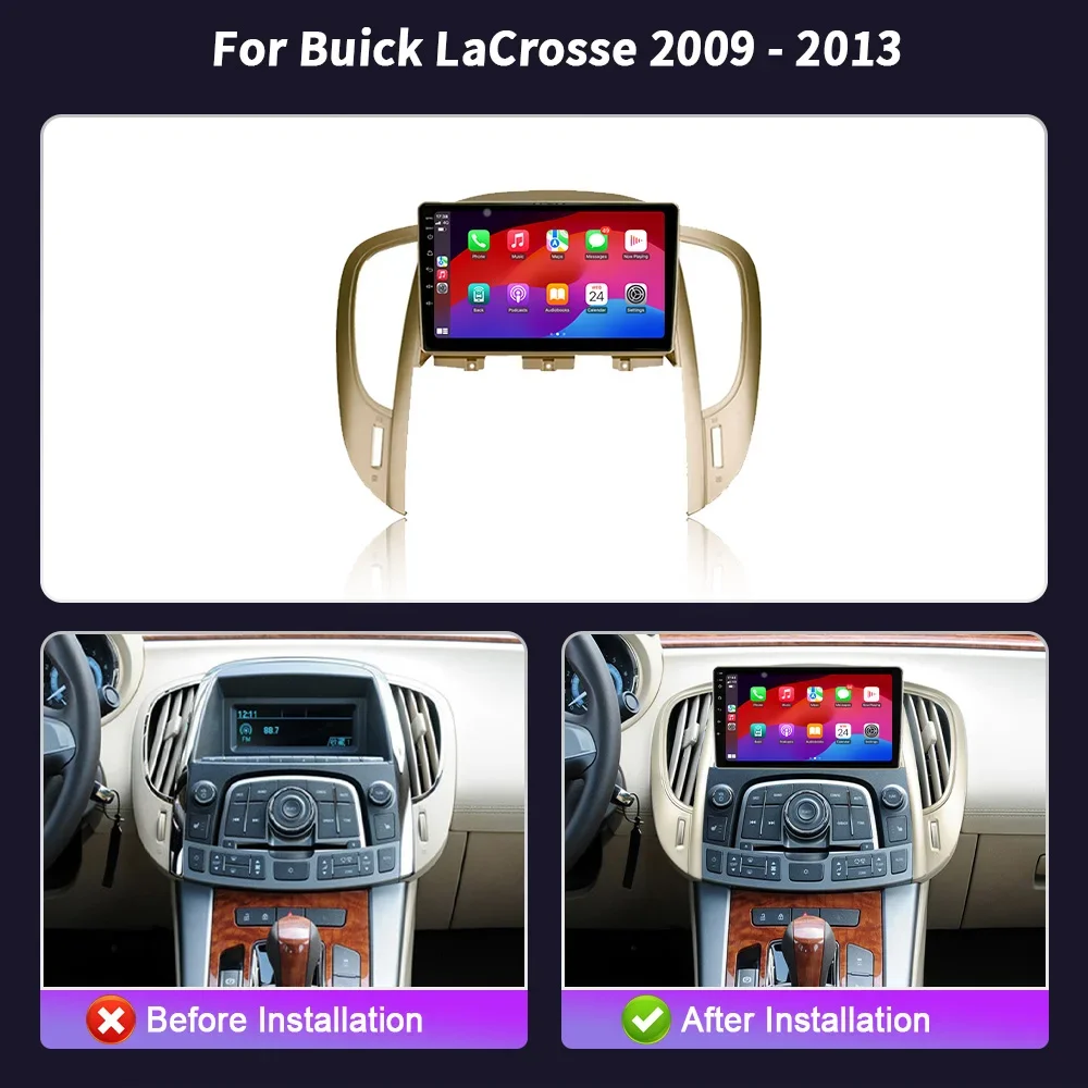 Autoradio Für BUICK LACROSSE 2009 2010 2012-2013 Android 14 Automotive Multimedia Bluetooth GPS Navigation CarPlay Touchscreen
