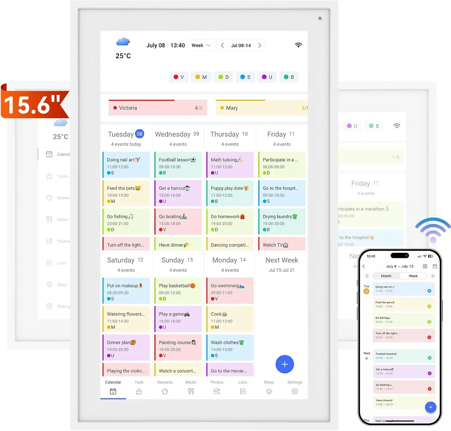 

AHXJKA15,6-дюймовый цифровой умный календарь, диаграмма работы, 1080P, интерактивный сенсорный экран, настенное крепление, электронный умный семейный планировщик