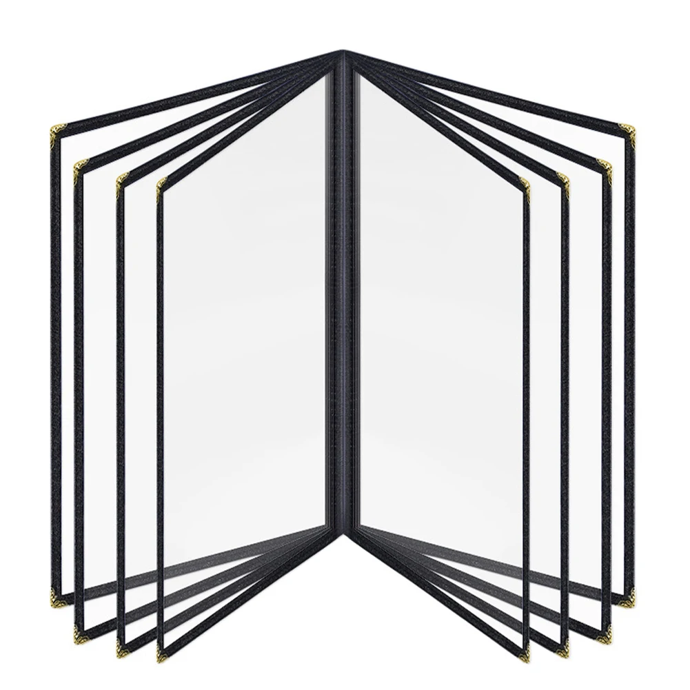 A4ใสพับเก็บได้สำหรับบาร์ห้องครัวร้านอาหารหนัง PU + PVC 2 4 8หน้าใช้ซ้ำได้แสดงเครื่องดื่มอาหาร