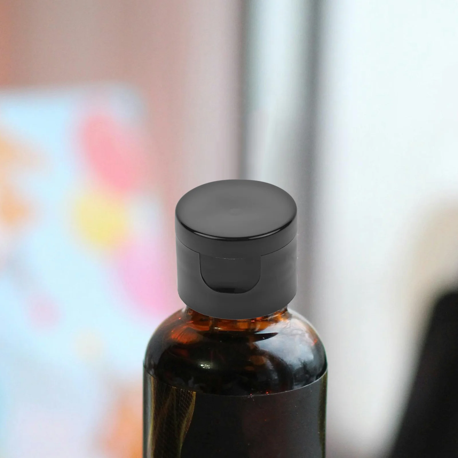 

50pcs Black Glossy Bottle Cap 24mm 410 Size Leak Proof Plastic Jar Cover Replacement Lotion Shampoo Body Wash