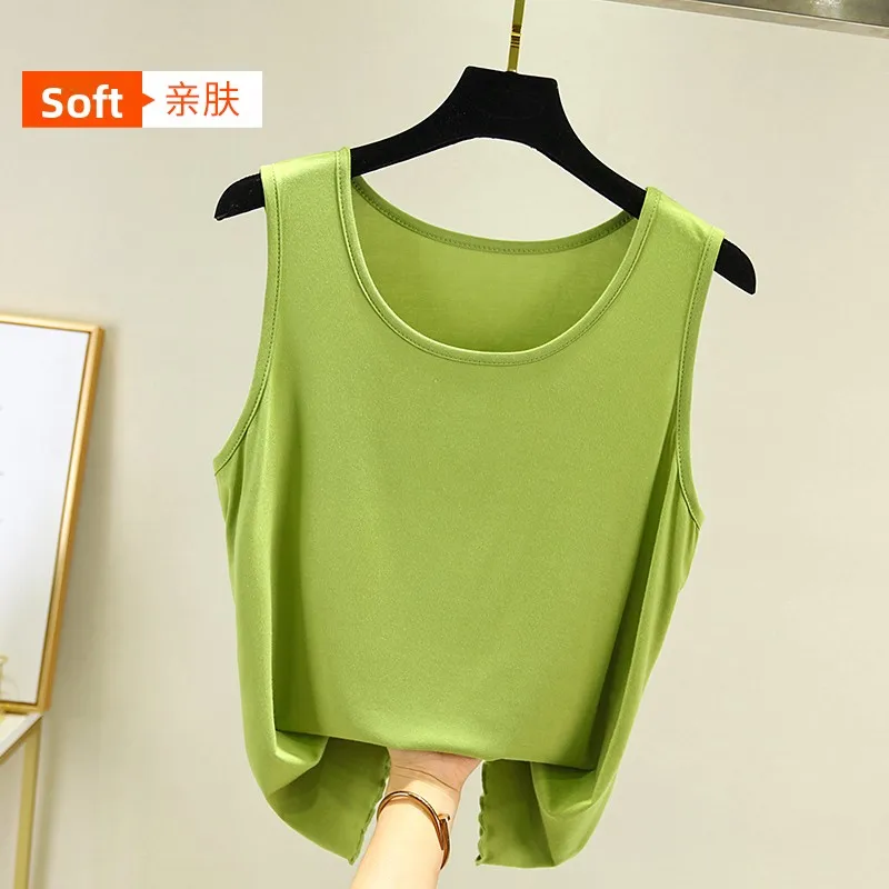 Modal Sleeveless round Neck Loose Slimming Base Shirt Large Size Inner Thin Tank Top Women Summer Comfortable Breathable Vest