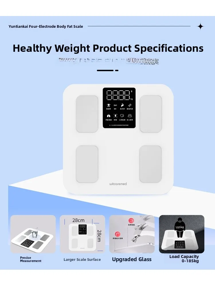 

Умные электронные весы для измерения жира Cloud Tiankai: монитор здоровья для похудения, измерение внутреннего жира, ИМТ, показатели мышечной массы, распределение жира...