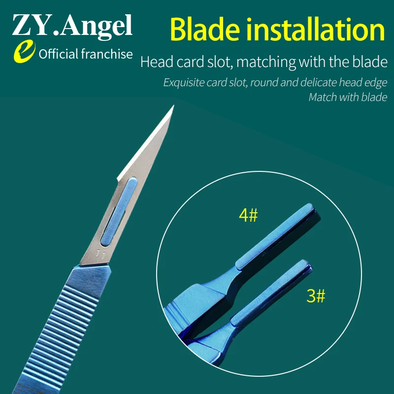 ด้ามมีดผ่าตัดทางการแพทย์ 3 #   มีดผ่าตัดพลาสติกทางการแพทย์ 4 หัว ทำจากสแตนเลสผสมไทเทเนียมอย่างหนา พร้อมสเกล