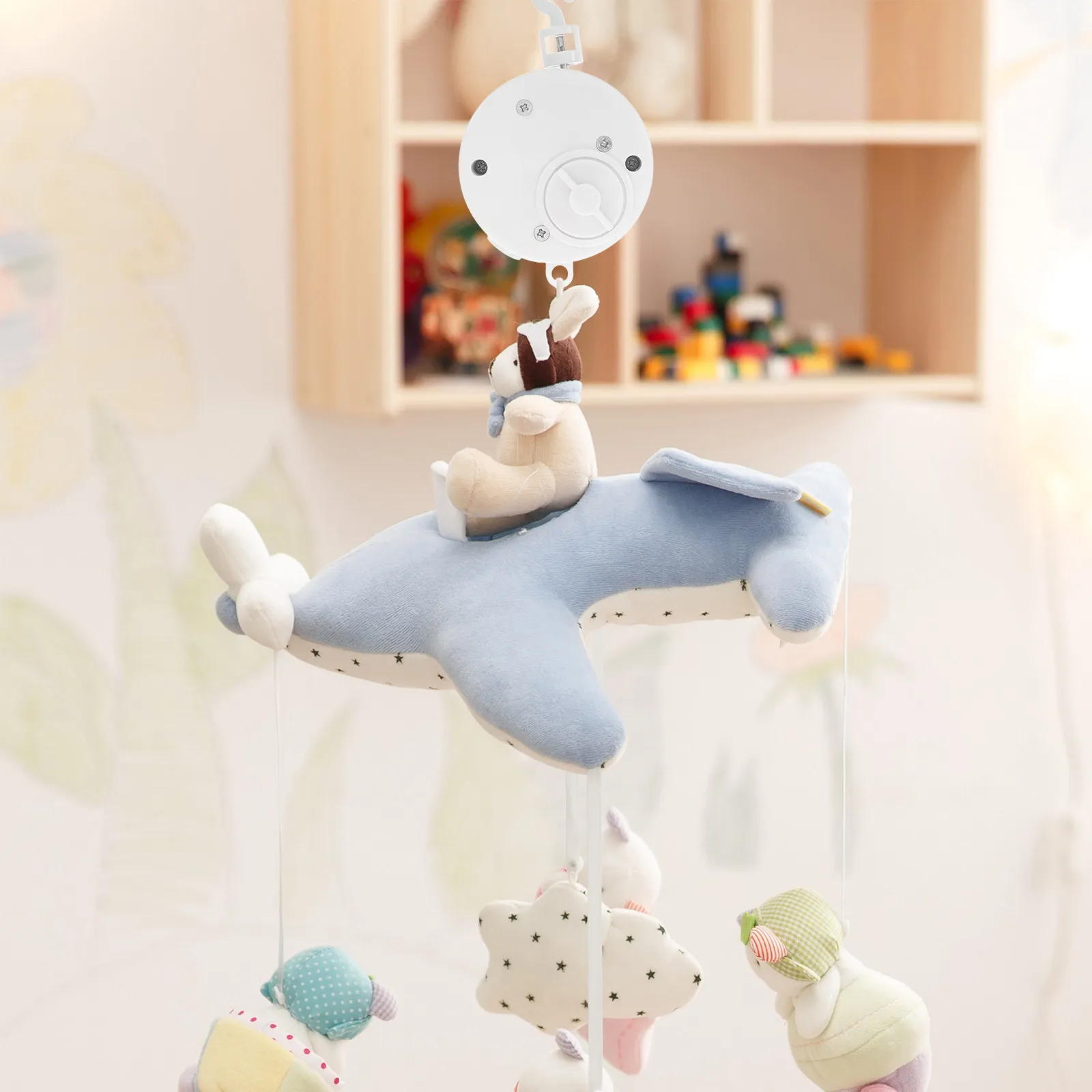 

Музыкальный мобиль на кроватку для младенцев с вращающейся музыкальной шкатулкой, успокаивающий помощник для сна, колокольчик с мотором