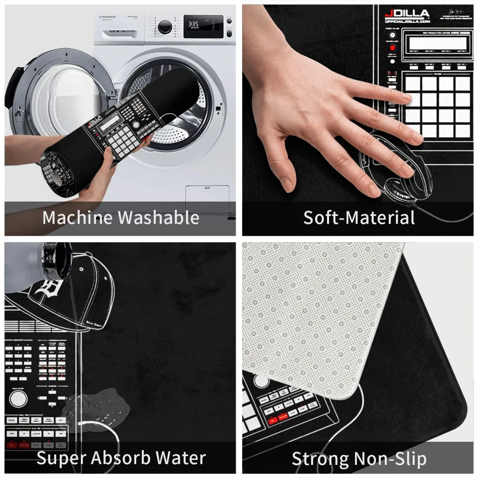 J Dilla Merch Drum Machine Beat Akai Mpc Hip Hop Rap Mat Rug Carpet New Waterproof Kitchen Mat